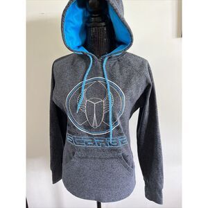 J.‎ American Scarab Gray Heathered With Blue Accents Hoodie Womens Med